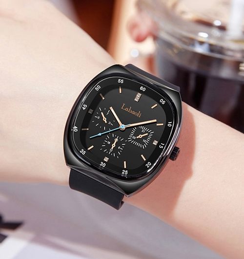New Labaoli women's watch with silicone strap, large and waterproof watch