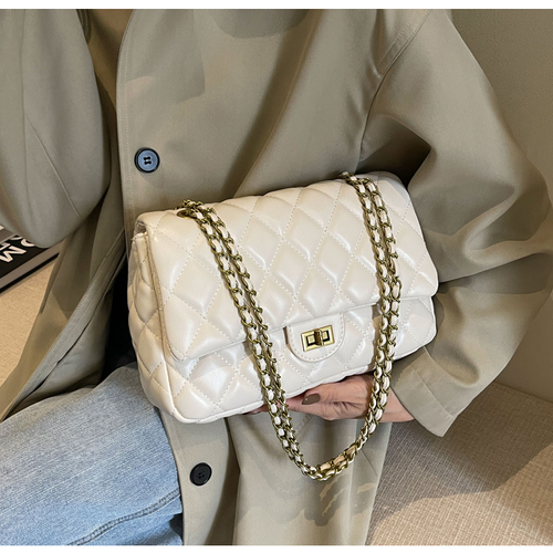 Chain 2025 beige new bag women's soft leather fashionable versatile shoulder underarm bag