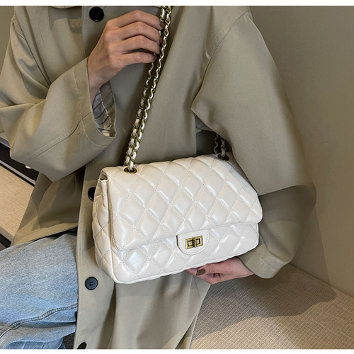 Chain 2025 beige new bag women's soft leather fashionable versatile shoulder underarm bag