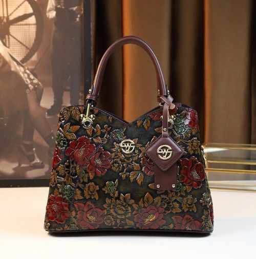 Vintage Flower Pattern Handbag, Luxury PU Leather Tote Bag, Fashion Crossbody Bag for Women（ Delivery in 3 days ）