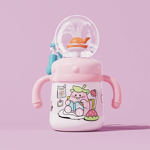 Comobebe Children's Tritan Cartoon Water Cup & Handgrip 300ml Capacity Dishwasher Safe Reusable