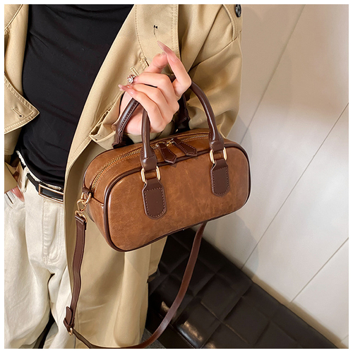 Women's handbags 2025 new autumn and winter Korean version bowling shoulder bag retro messenger bag