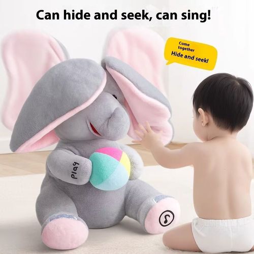 Peek-A-Boo Realistic Plush Elephant Toy for Children PP Cotton Washed Infants' Stress Relief Artifact Baby Soothing Artifact