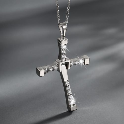 Hip Hop Zircon Cross Pendant Necklace Trendy Stainless Steel Cross Necklace for  Christian Religious Jewelry