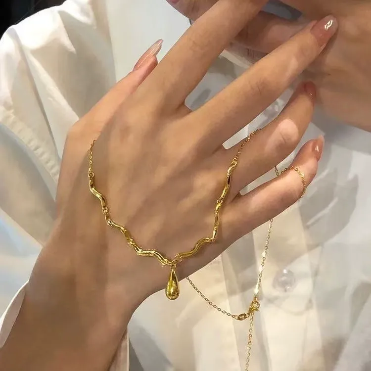 Irregular wave teardrop necklace jewelry