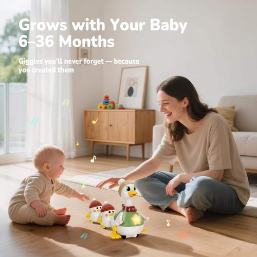NEW Early Learning Tummy Time Toy Swinging Duck Light-Up Crawling Baby Toys