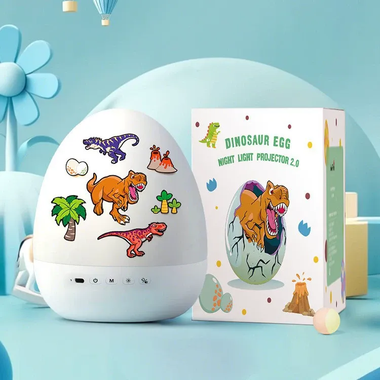 Great gift, cartoon dinosaur egg projector lamp, cosmic starry sky animal music projector lamp