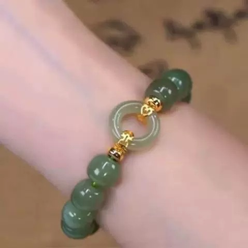 Happy event is coming, peace buckle bracelet for women, simple niche design, light luxury style, high-end imitation Hetian jade bracelet