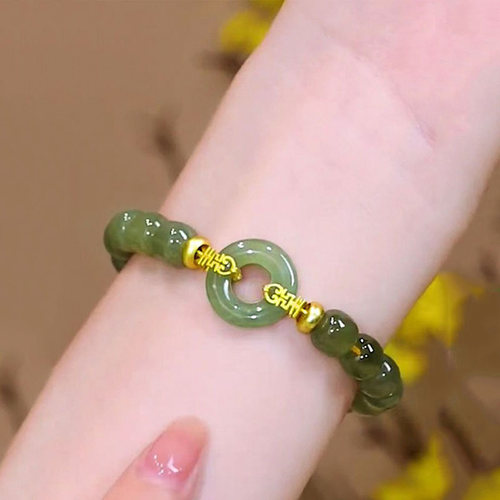 Happy event is coming, peace buckle bracelet for women, simple niche design, light luxury style, high-end imitation Hetian jade bracelet