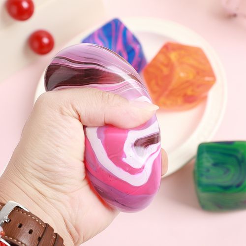 Water Drop Maltose Squeeze Toy Slow Rebound TPR Material Soft Square Stress Relief Ball Colorful Flowing Pattern