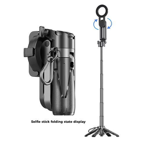 Portable Mini Magnetic Selfie Stick with Remote Control Extendable Handheld Cell Phone Tripod Stand for Video Vlog Recording