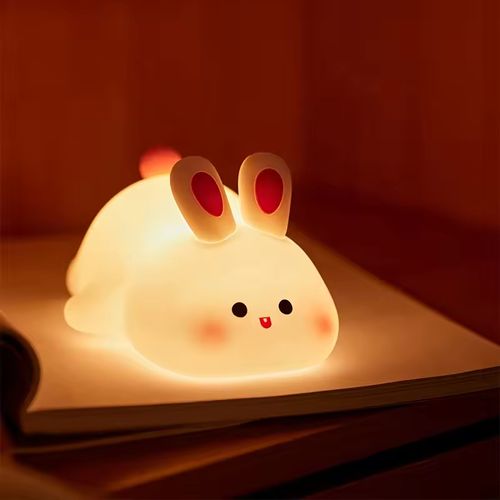 Adorable Big - Face Rabbit Silicone Night Light - A Cute Healing Companion for Relaxing & Cozy Nights
