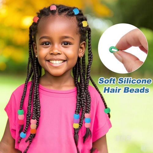Adorable Soft Silicone Hair Beads for Kids – Colorful, Gentle & Fun Hair Accessories for Braids