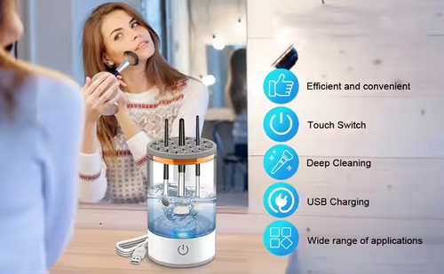 Luxury Automatic Makeup Brush Cleaner - Effortless Deep Cleaning & Hands-Free Convenience for Flawless Beauty Tools