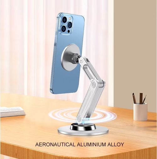Premium Alloy Magnetic Phone Stand Super Strong Hold Fully Rotatable Perfect for African Entertainment and Streaming