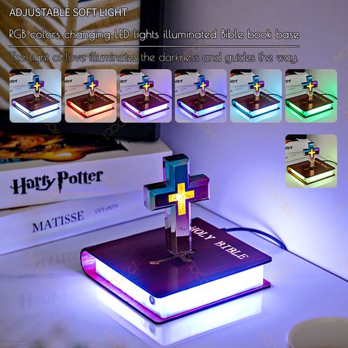 Enchanted Magnetic Levitation Illuminated Cross - Divine Floating Light for Spiritual Inspiration