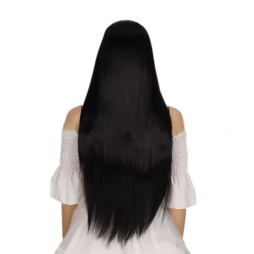 Gorgeous Silky Black Long Straight Wig – Natural-Looking Glossy Locks for Effortless Elegance, Elevate Your Style