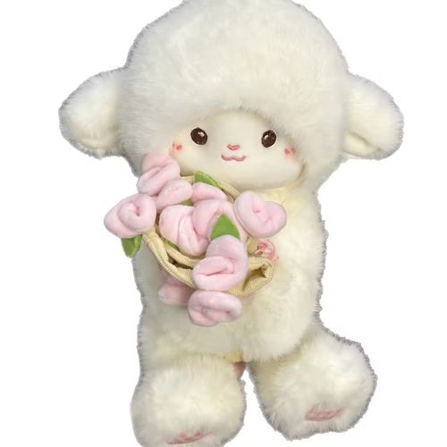 Charming Rose - Decorated Lamb Plush Doll, An Adorable & Enchanting Buddy to Captivate Your Heart