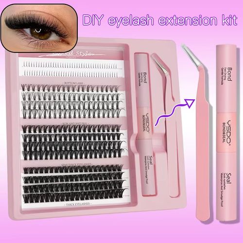 Glamorous DIY Eyelash Extension Kit - Achieve Salon-Worthy Lashes at Home with Luxury Lash Clusters & Effortless Application Tools