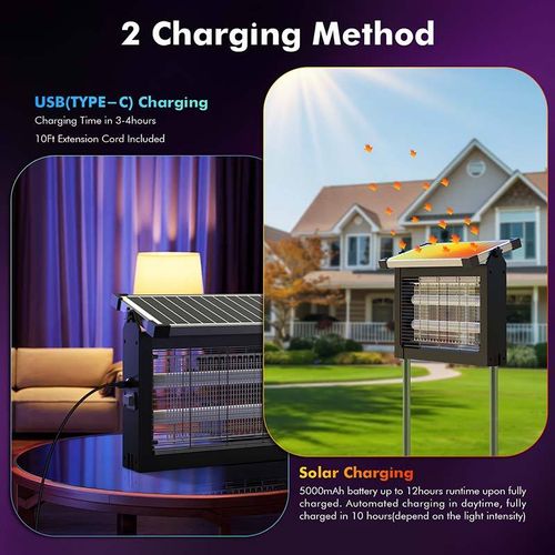 Solar-Powered Outdoor Bug Zapper, Waterproof & Ultra-Effective Mosquito Killer for African Homes and Gardens