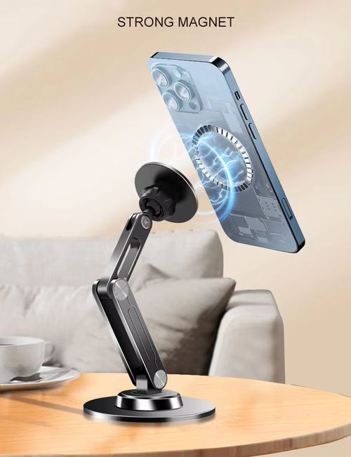 Premium Alloy Magnetic Phone Stand Super Strong Hold Fully Rotatable Perfect for African Entertainment and Streaming