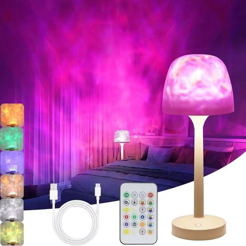 Dreamy Rotating Water Wave Ambient Lamp - Remote Control, Multi-Color Changing Artistic Night Light for Cozy Atmosphere