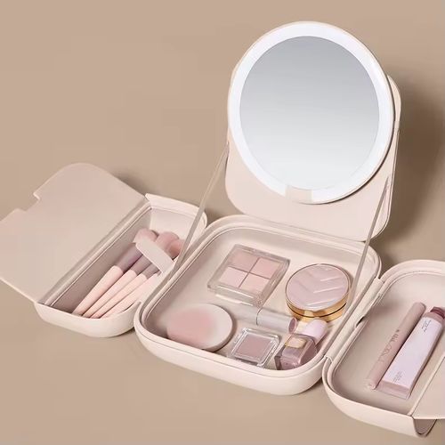 Luxurious Portable LED Makeup Mirror Bag - Your On-the-Go Glam Studio for Flawless Beauty