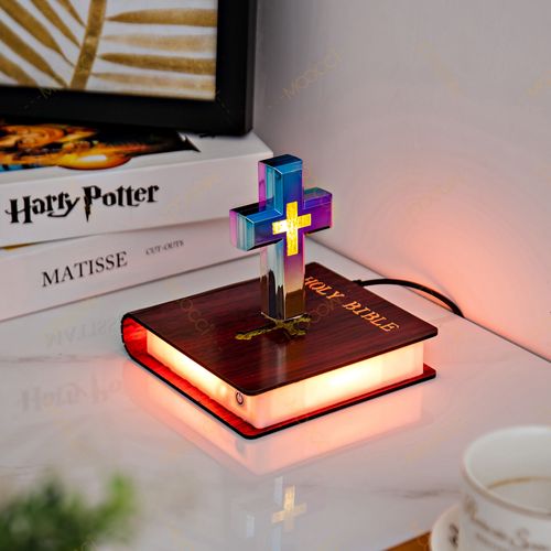 Enchanted Magnetic Levitation Illuminated Cross - Divine Floating Light for Spiritual Inspiration