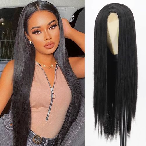 Gorgeous Silky Black Long Straight Wig – Natural-Looking Glossy Locks for Effortless Elegance, Elevate Your Style
