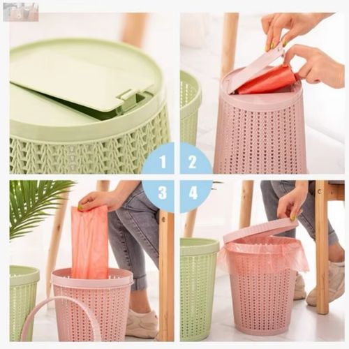 Chic Macaron Colored Innovative Trash Can with Auto Trash Bag Replacement: Stylish, Durable & Ideal for a Spotless Home
