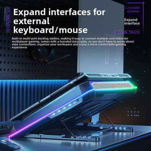 Hurricane Turbine Gaming Laptop Cooler - RGB Glow, Silent Cooling, Universal Compatibility for an Immersive Esports Experience