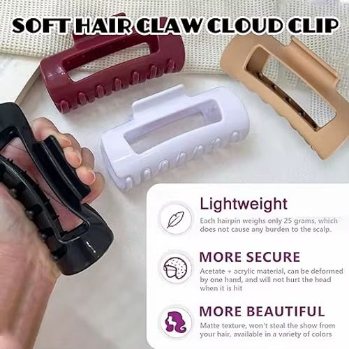 Stylish Soft & Flexible Cloud Claw Clips - Strong Hold for Effortless Chic Hairstyles