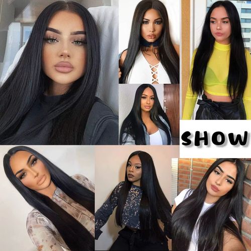 Gorgeous Silky Black Long Straight Wig – Natural-Looking Glossy Locks for Effortless Elegance, Elevate Your Style