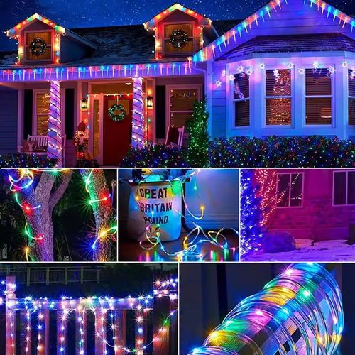 Magical Outdoor Waterproof LED Tube String Lights - Colorful Glow, 8 Flash Modes, Energy-Saving & Durable, Create Enchanting Ambiance for Your Garden & Patio