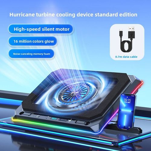Hurricane Turbine Gaming Laptop Cooler - RGB Glow, Silent Cooling, Universal Compatibility for an Immersive Esports Experience