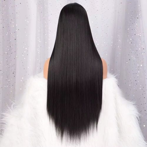 Gorgeous Silky Black Long Straight Wig – Natural-Looking Glossy Locks for Effortless Elegance, Elevate Your Style