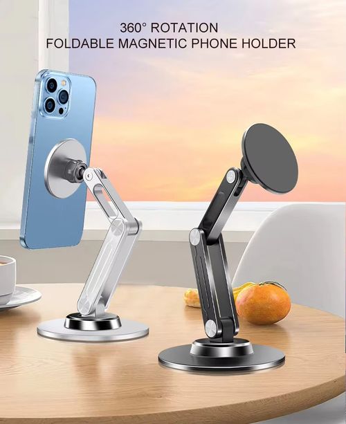 Premium Alloy Magnetic Phone Stand Super Strong Hold Fully Rotatable Perfect for African Entertainment and Streaming