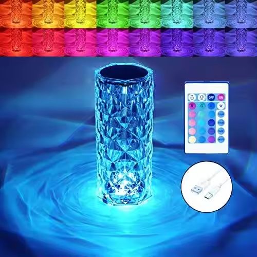 Enchanting Crystal Ambient Lamp - Magical Touch & Remote Control Color-Changing Light for Dreamy Atmosphere