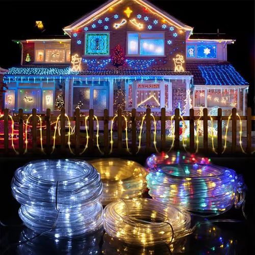 Magical Outdoor Waterproof LED Tube String Lights - Colorful Glow, 8 Flash Modes, Energy-Saving & Durable, Create Enchanting Ambiance for Your Garden & Patio