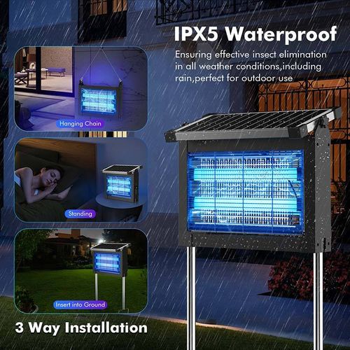 Solar-Powered Outdoor Bug Zapper, Waterproof & Ultra-Effective Mosquito Killer for African Homes and Gardens