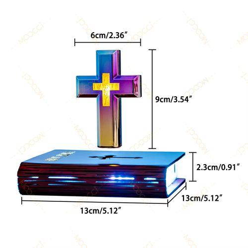 Enchanted Magnetic Levitation Illuminated Cross - Divine Floating Light for Spiritual Inspiration