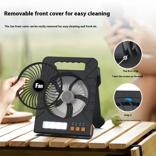 Versatile Portable Solar-Powered Camping Fan Light with Multi-Functions