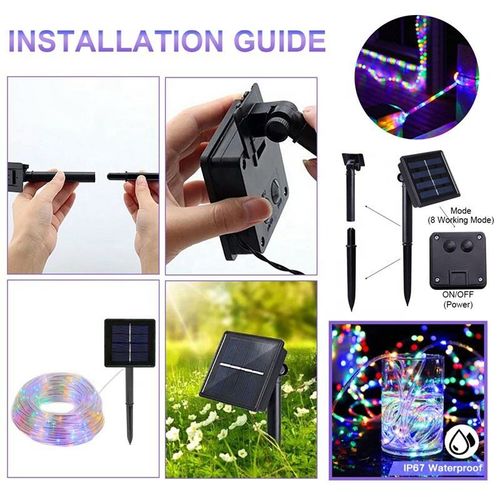 Magical Outdoor Waterproof LED Tube String Lights - Colorful Glow, 8 Flash Modes, Energy-Saving & Durable, Create Enchanting Ambiance for Your Garden & Patio