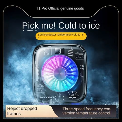 T1 Pro Mobile Phone Cooler - Semiconductor Fast Cooling with RGB Light, Mute Design & Magnetic Clip for Gaming Phones
