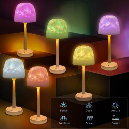 Dreamy Rotating Water Wave Ambient Lamp - Remote Control, Multi-Color Changing Artistic Night Light for Cozy Atmosphere