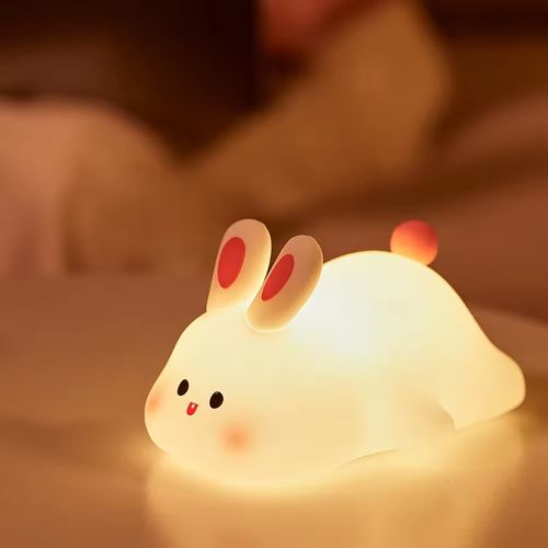 Adorable Big - Face Rabbit Silicone Night Light - A Cute Healing Companion for Relaxing & Cozy Nights