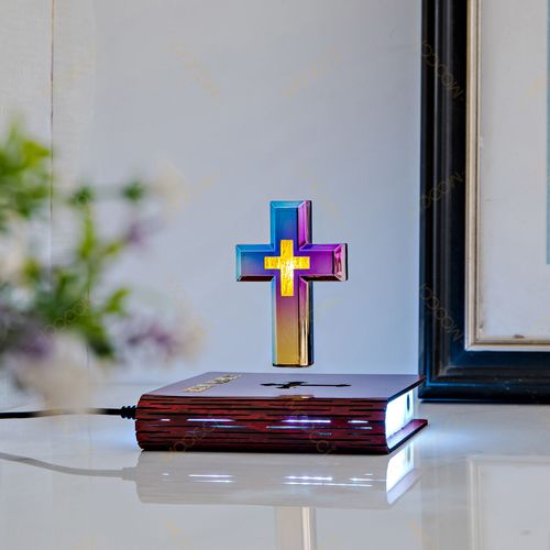 Enchanted Magnetic Levitation Illuminated Cross - Divine Floating Light for Spiritual Inspiration
