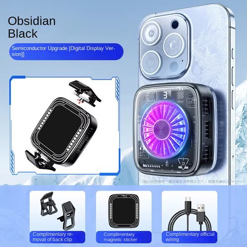 T1 Pro Mobile Phone Cooler - Semiconductor Fast Cooling with RGB Light, Mute Design & Magnetic Clip for Gaming Phones