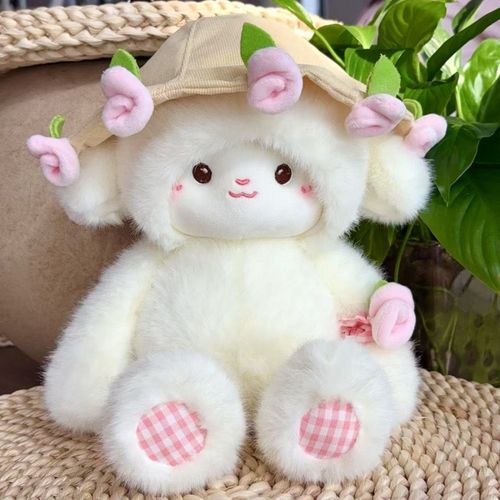 Charming Rose - Decorated Lamb Plush Doll, An Adorable & Enchanting Buddy to Captivate Your Heart