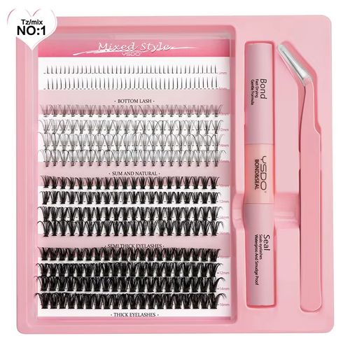 Glamorous DIY Eyelash Extension Kit - Achieve Salon-Worthy Lashes at Home with Luxury Lash Clusters & Effortless Application Tools